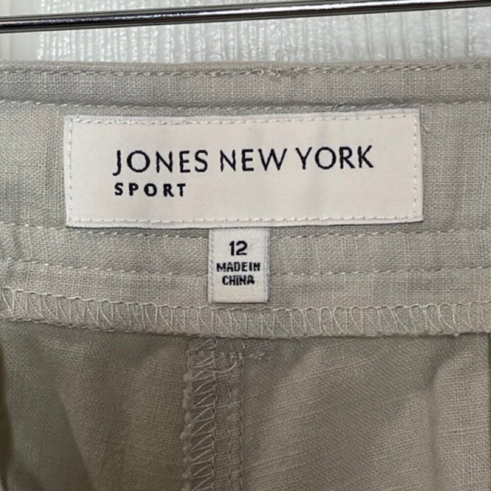 JONES NEW YORK | Linen Blend Lightweight Wide Leg Tan Pants | Size 12 - Picture 7 of 11